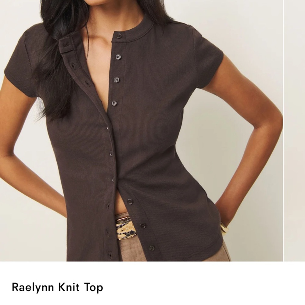 Reformation Raelynn Brown Knit Top